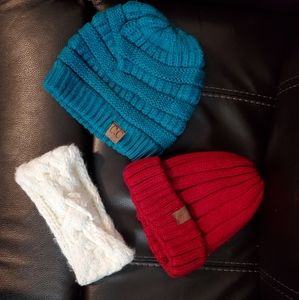 Winter Headwear 2 Beanies, 1 Headband